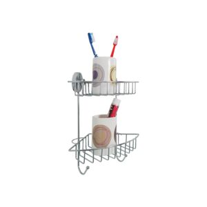 Wenko 2-Tier Vacuum Loc Corner Rack Silver Wenko 2-Tier Vacuum Loc Corner Rack Silver